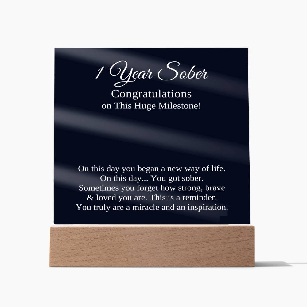 1 year sober plaque