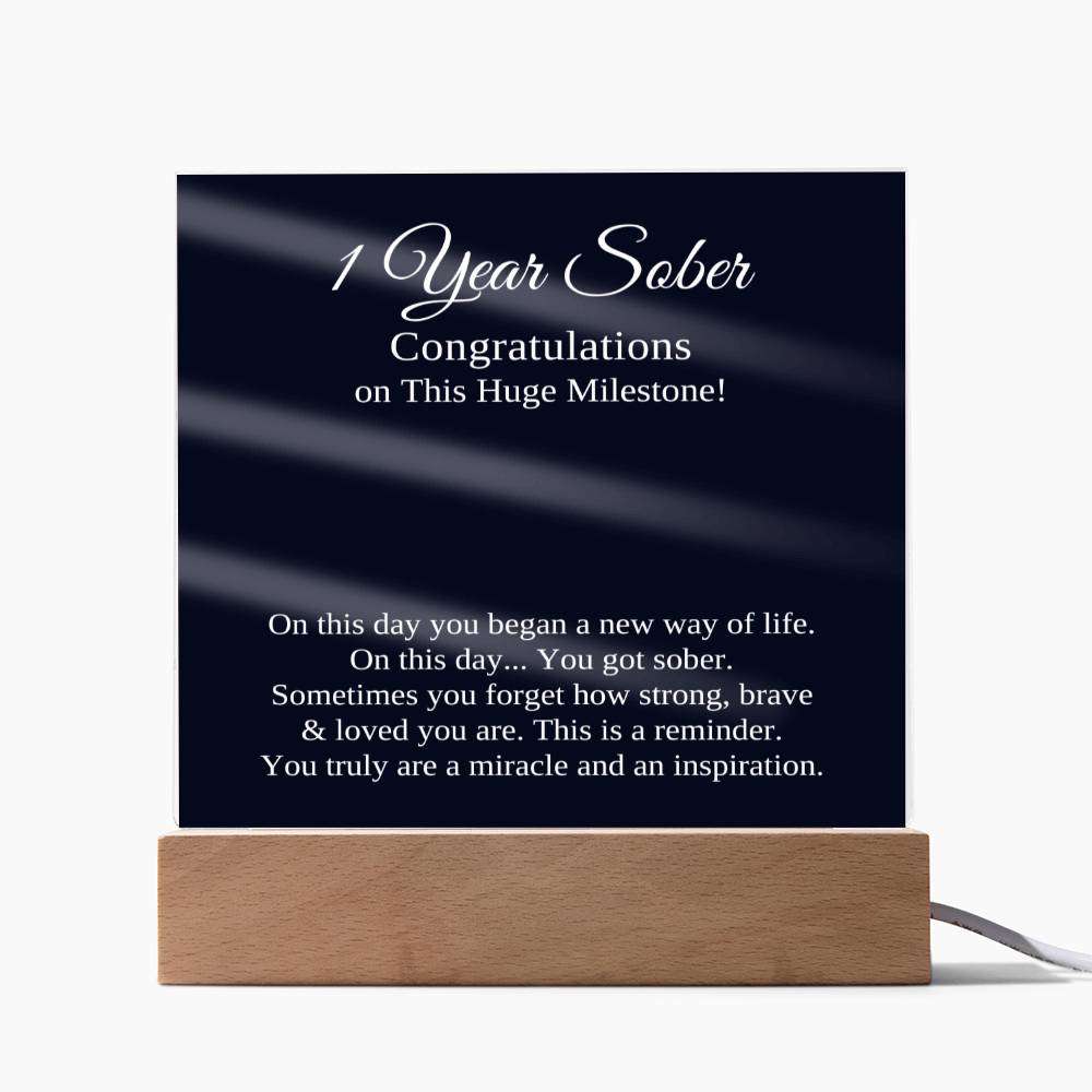 1 year sober plaque